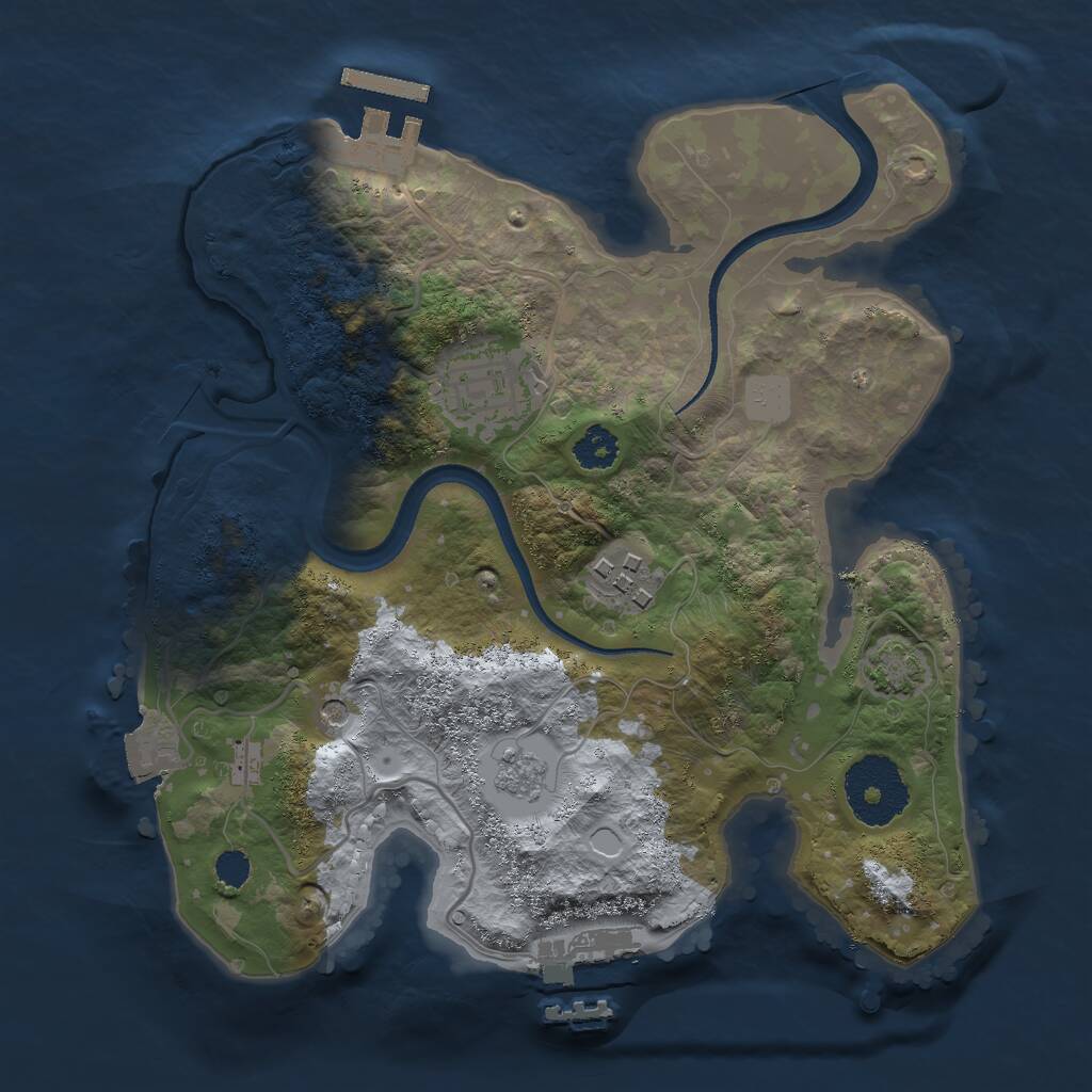 Rust Map: Procedural Map, Size: 2500, Seed: 145170382, 8 Monuments
