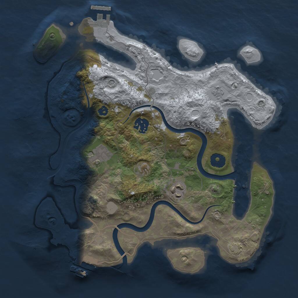 Rust Map: Procedural Map, Size: 3000, Seed: 23087, 9 Monuments