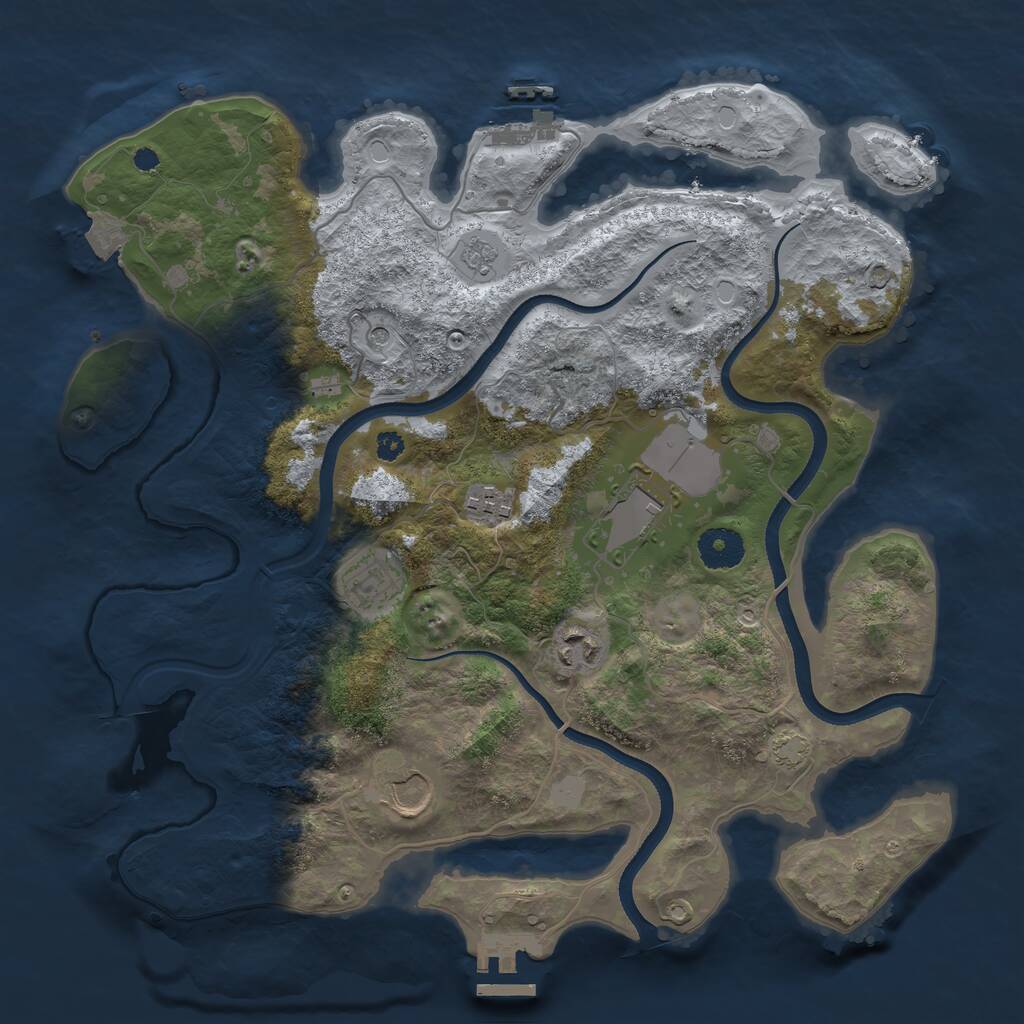 Rust Map: Procedural Map, Size: 3500, Seed: 1344968951, 11 Monuments