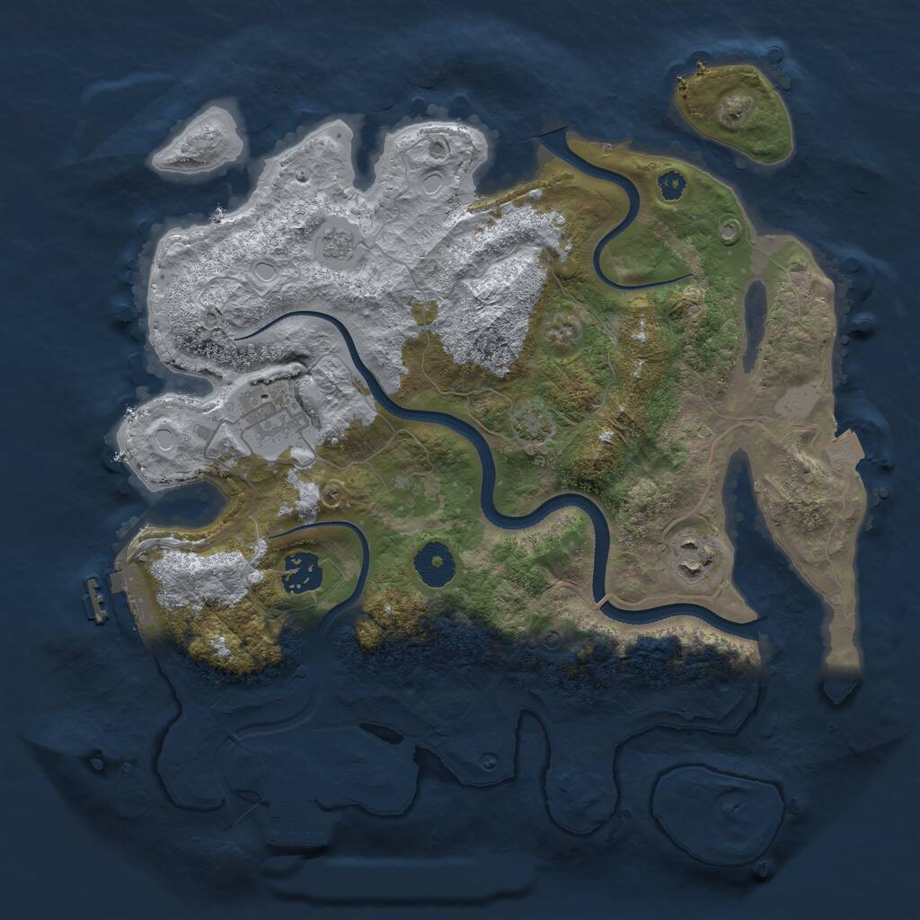 Rust Map: Procedural Map, Size: 3300, Seed: 544062427, 9 Monuments