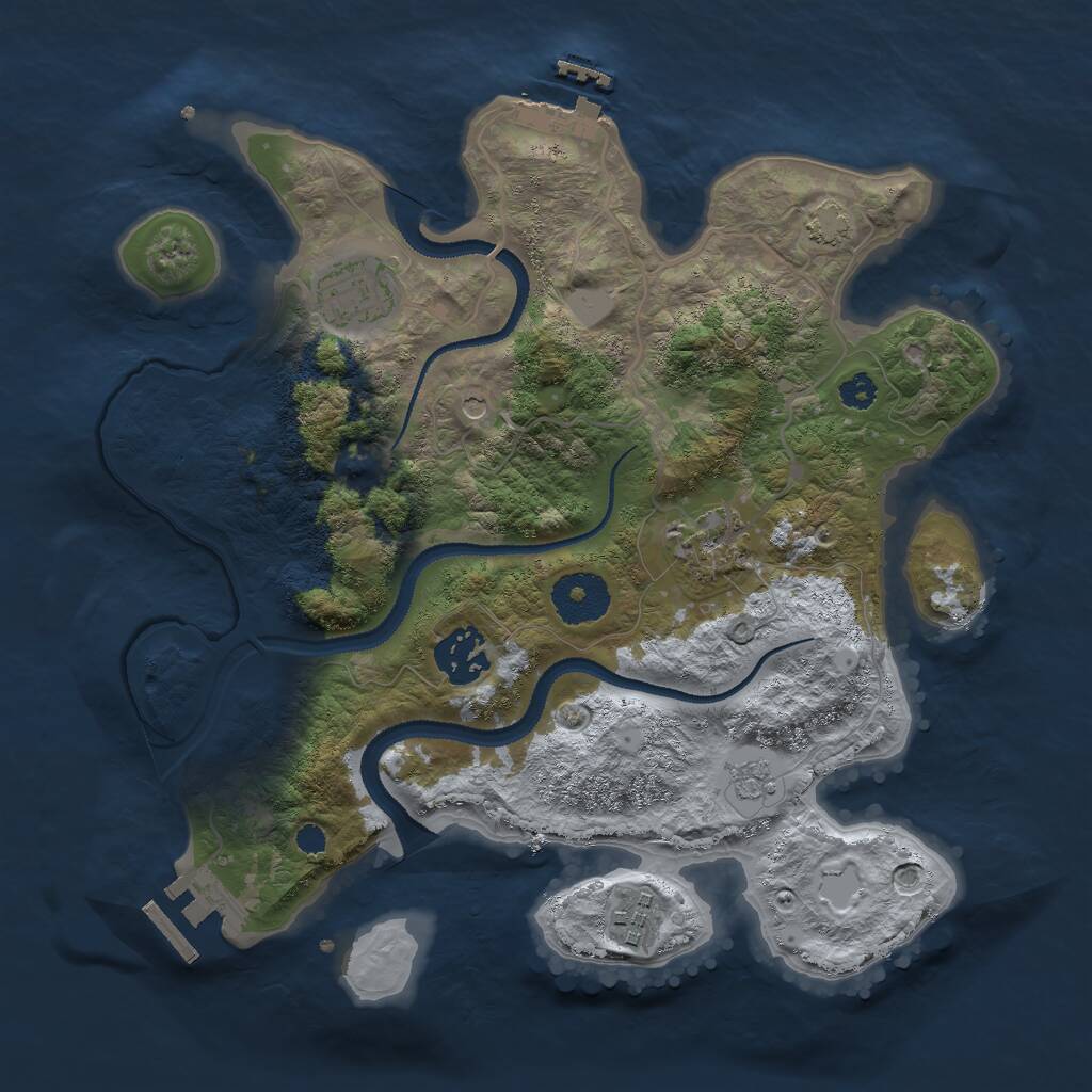 Rust Map: Procedural Map, Size: 3000, Seed: 1033605030, 10 Monuments