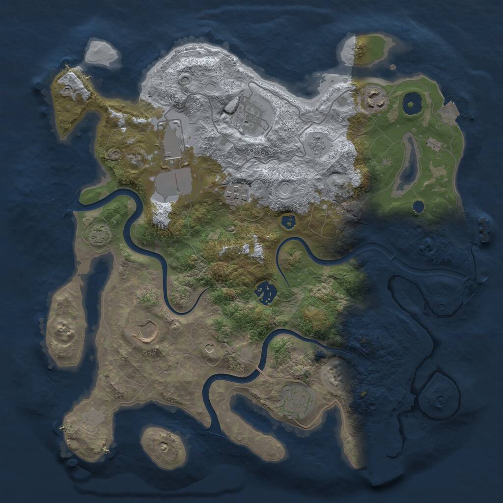 Rust Map: Procedural Map, Size: 3500, Seed: 458589268, 13 Monuments