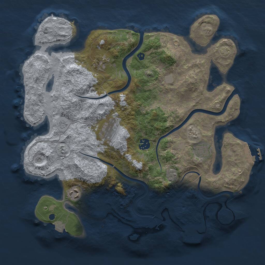 Rust Map: Procedural Map, Size: 3500, Seed: 694532891, 12 Monuments