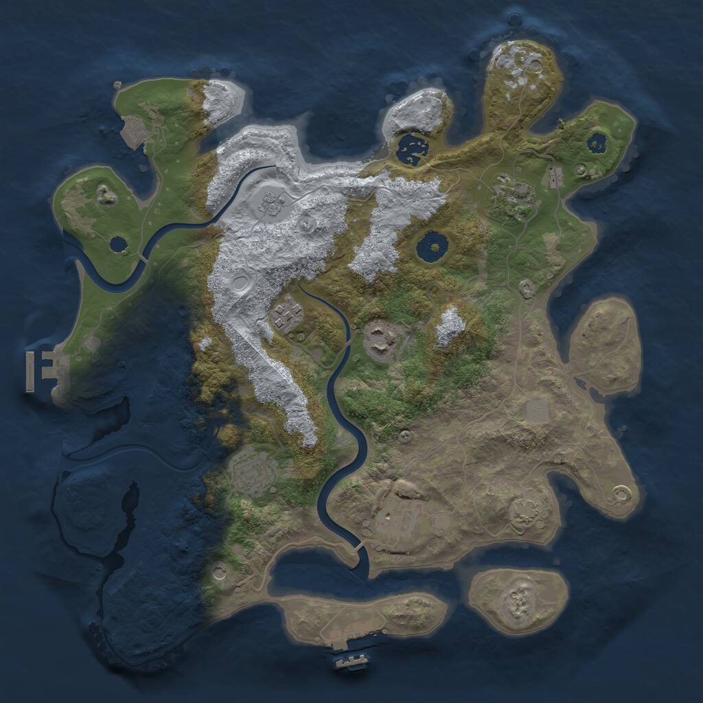 Rust Map: Procedural Map, Size: 3450, Seed: 3600, 12 Monuments