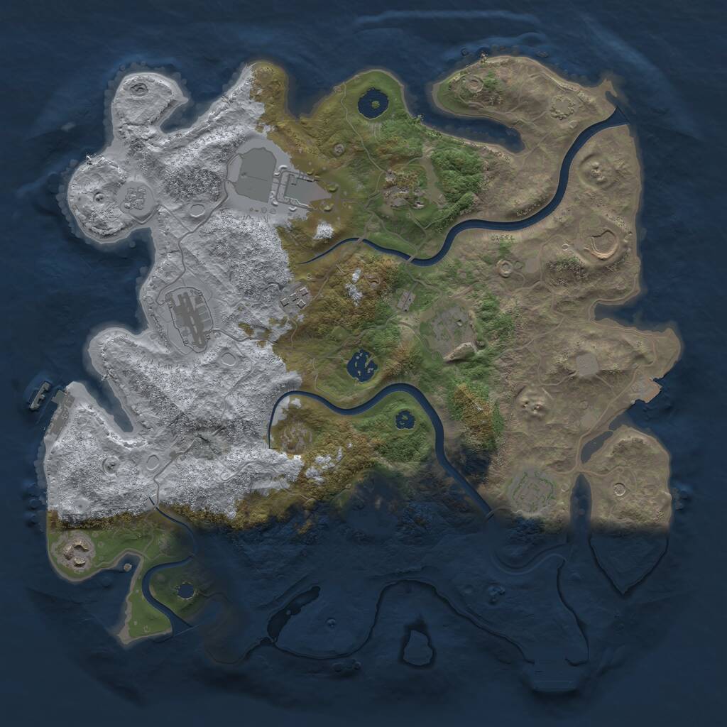 Rust Map: Procedural Map, Size: 3750, Seed: 1296018420, 16 Monuments