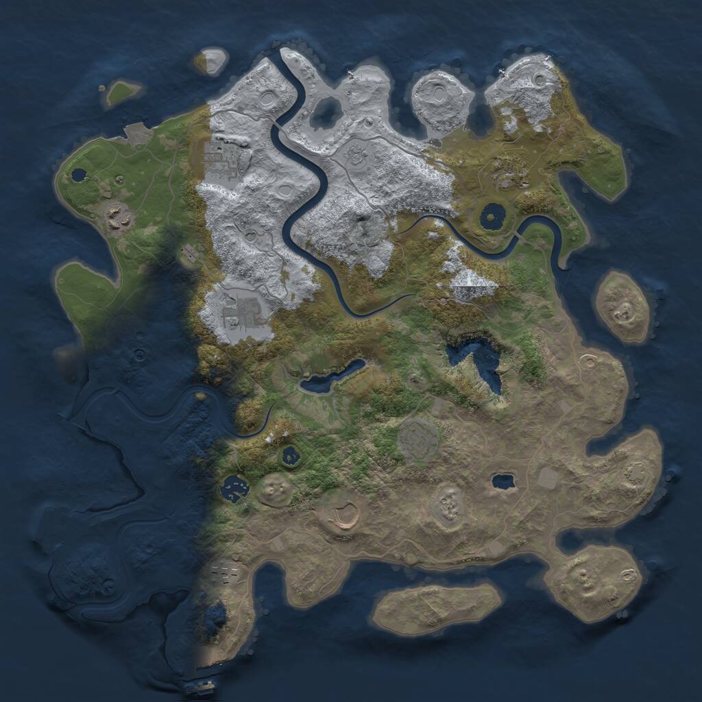 Rust Map: Procedural Map, Size: 4000, Seed: 1166051386, 14 Monuments