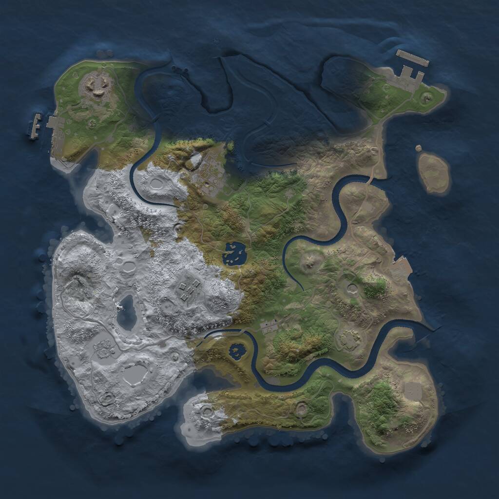 Rust Map: Procedural Map, Size: 3000, Seed: 3671, 10 Monuments