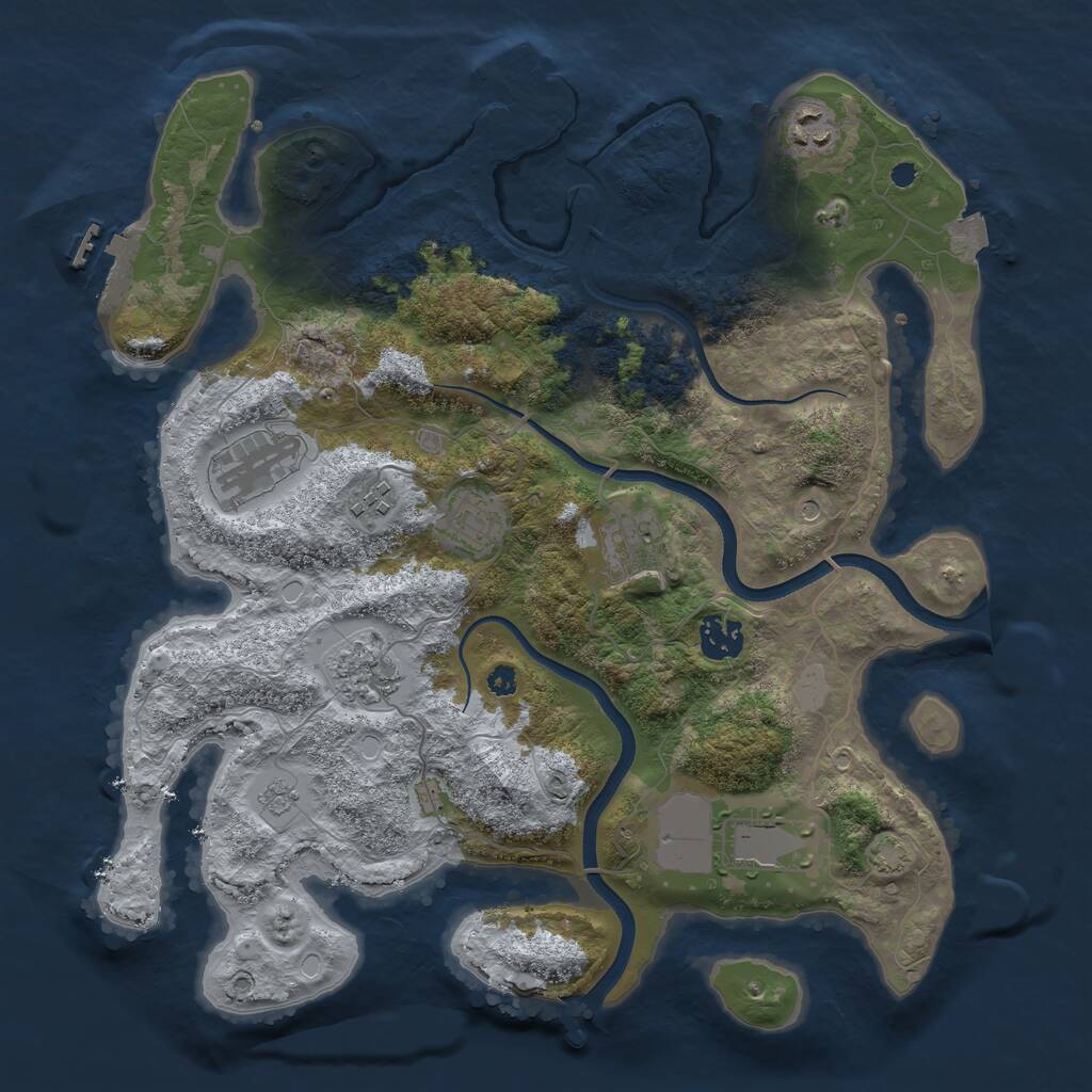 Rust Map: Procedural Map, Size: 3600, Seed: 9525, 14 Monuments