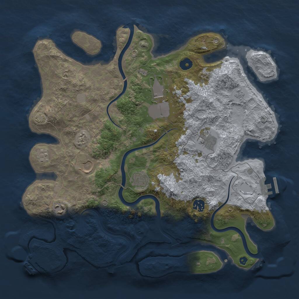 Rust Map: Procedural Map, Size: 3700, Seed: 1551924718, 13 Monuments