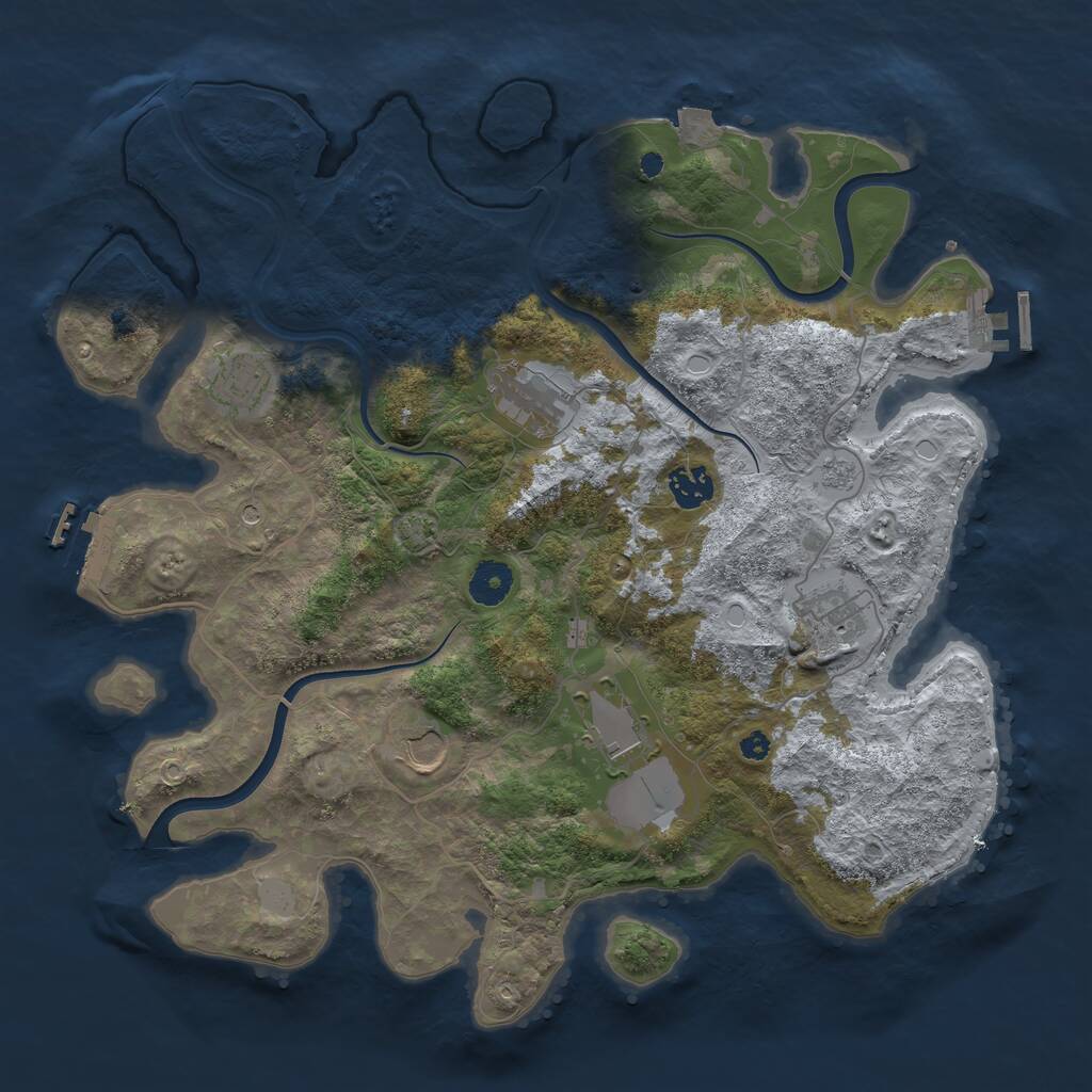 Rust Map: Procedural Map, Size: 3750, Seed: 1413659203, 12 Monuments