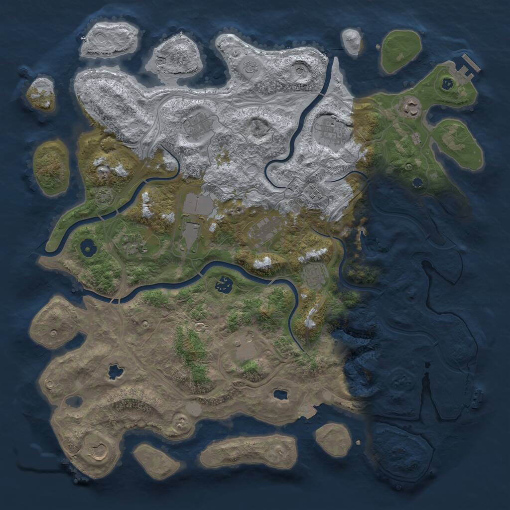 Rust Map: Procedural Map, Size: 4500, Seed: 713095713, 17 Monuments