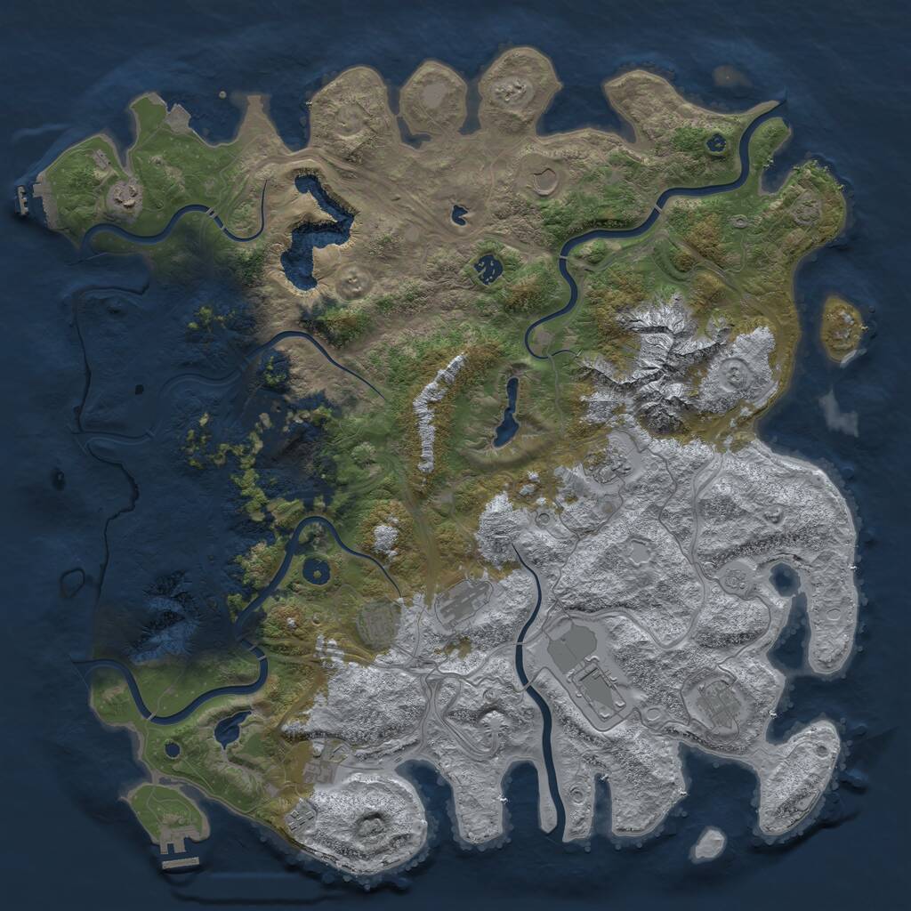 Rust Map: Procedural Map, Size: 5000, Seed: 309533056, 17 Monuments