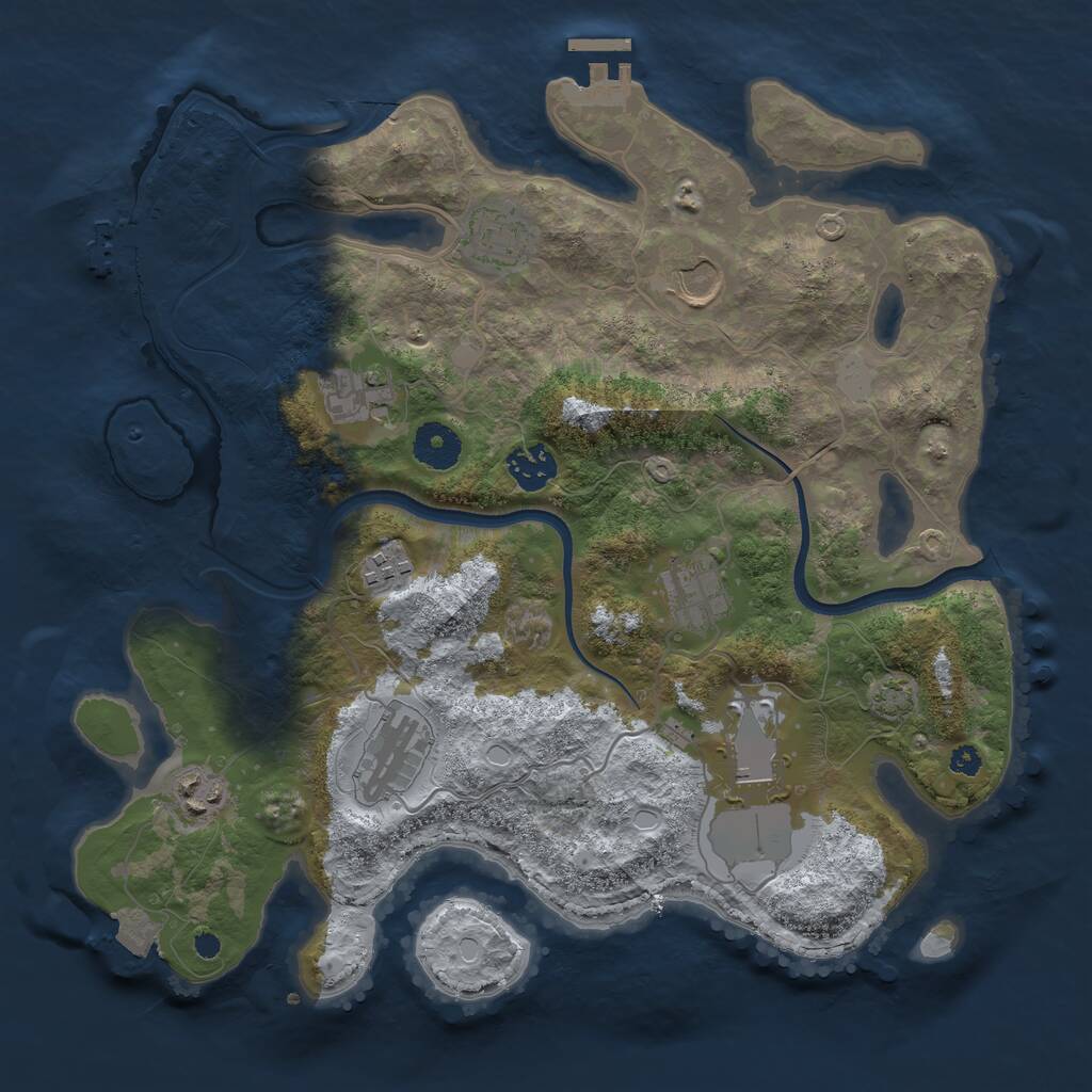 Rust Map: Procedural Map, Size: 3500, Seed: 92559585, 13 Monuments