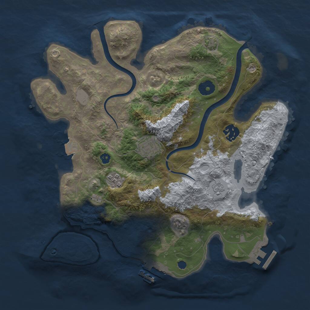 Rust Map: Procedural Map, Size: 3000, Seed: 476231, 8 Monuments