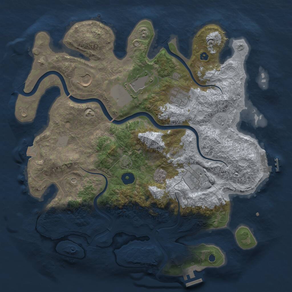 Rust Map: Procedural Map, Size: 3500, Seed: 1278679559, 11 Monuments