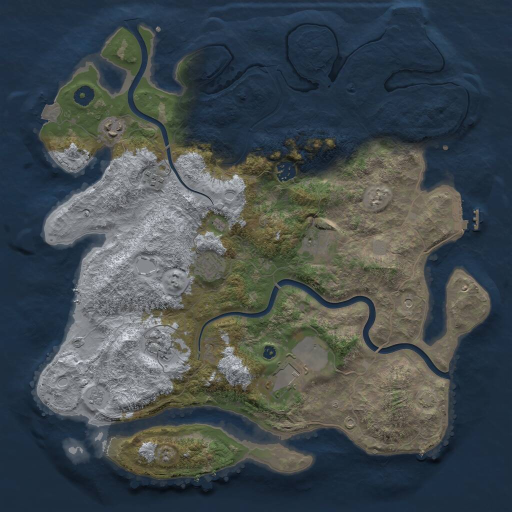 Rust Map: Procedural Map, Size: 3900, Seed: 317268123, 13 Monuments