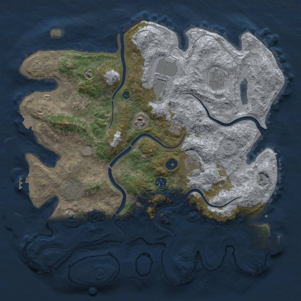 Rust Map: Procedural Map, Size: 3900, Seed: 740525200, 14 Monuments
