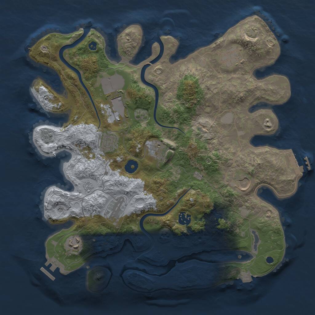 Rust Map: Procedural Map, Size: 3600, Seed: 205818, 15 Monuments