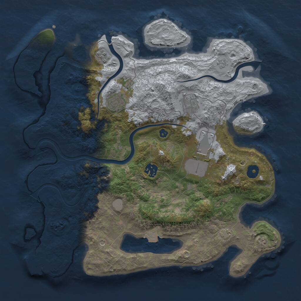 Rust Map: Procedural Map, Size: 3500, Seed: 1386440998, 10 Monuments