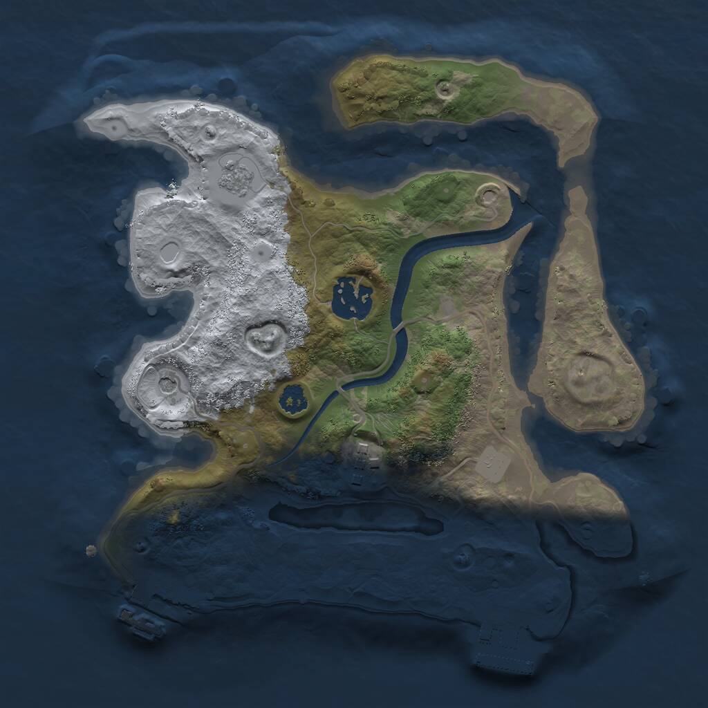 Rust Map: Procedural Map, Size: 2500, Seed: 1325976221, 7 Monuments