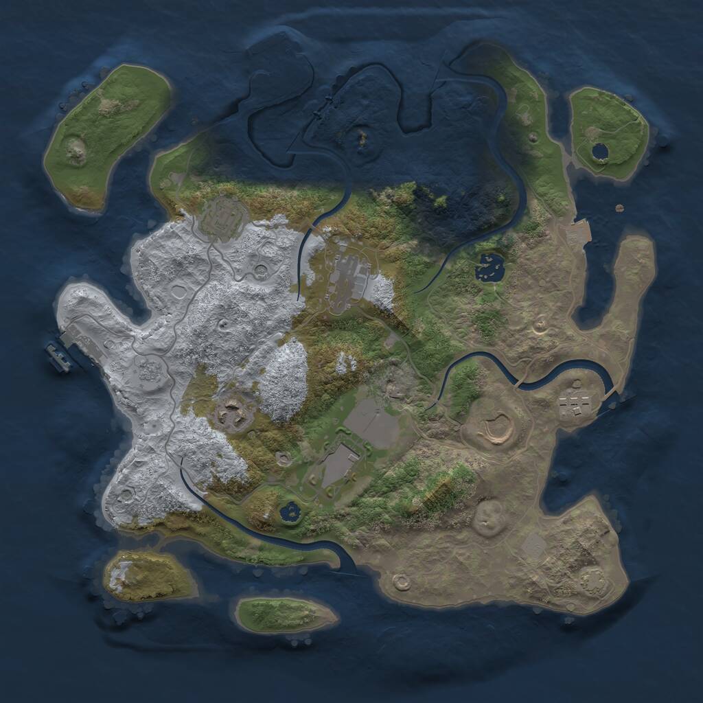 Rust Map: Procedural Map, Size: 3500, Seed: 1861575910, 13 Monuments