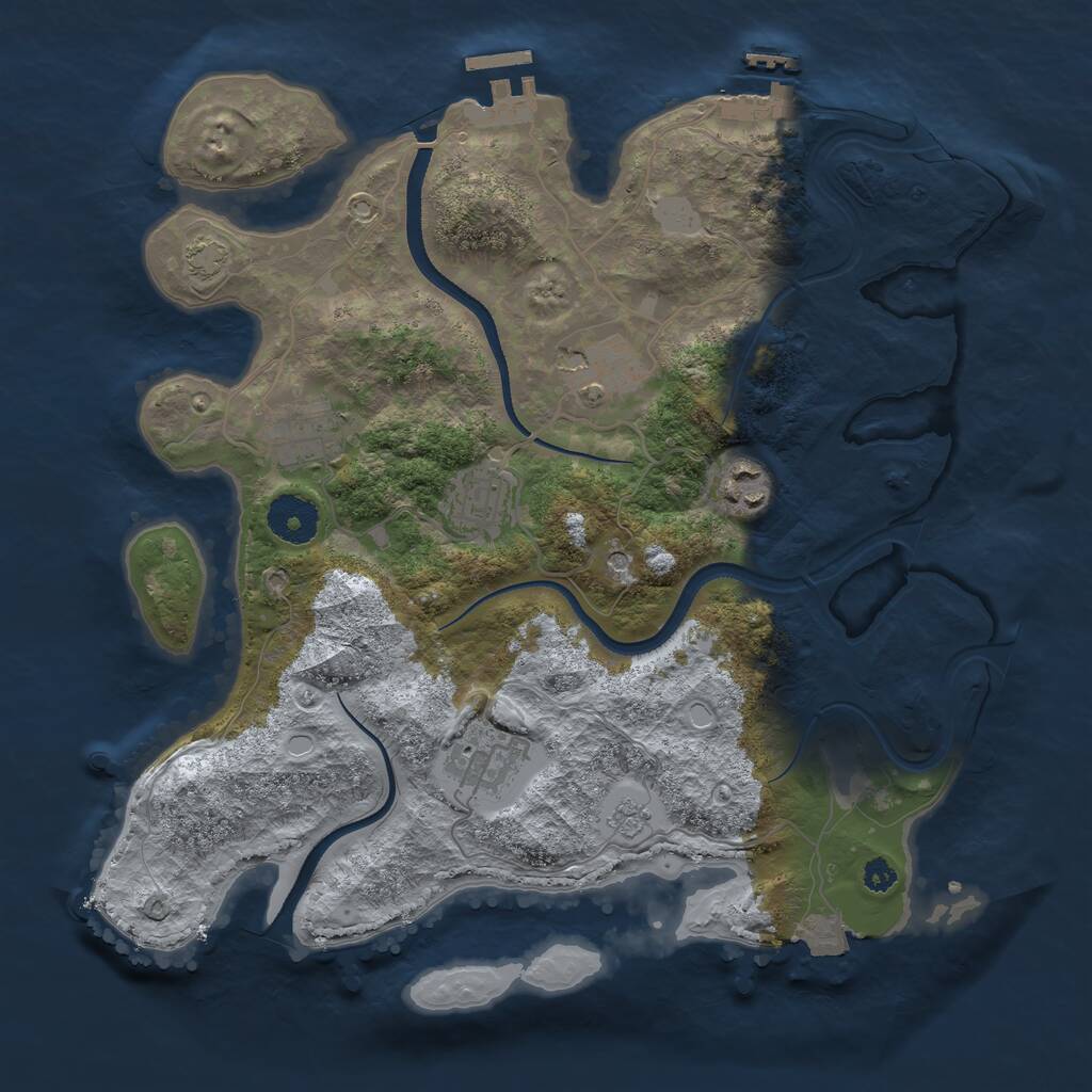 Rust Map: Procedural Map, Size: 3300, Seed: 1491285924, 11 Monuments