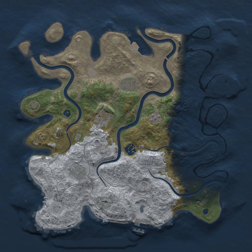 Rust Map: Procedural Map, Size: 3500, Seed: 1040159880, 11 Monuments