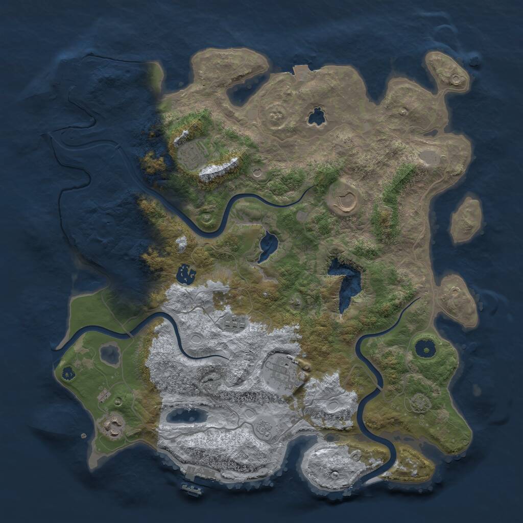 Rust Map: Procedural Map, Size: 4000, Seed: 1190600992, 12 Monuments