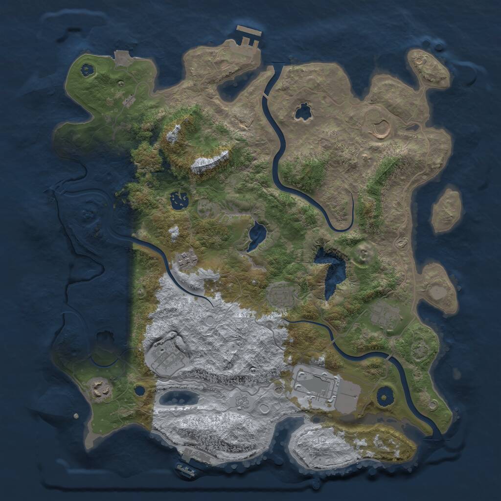 Rust Map: Procedural Map, Size: 4000, Seed: 1190600992, 14 Monuments