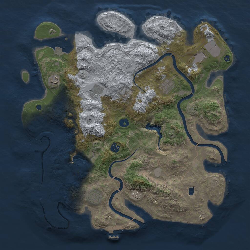 Rust Map: Procedural Map, Size: 4000, Seed: 887431, 13 Monuments