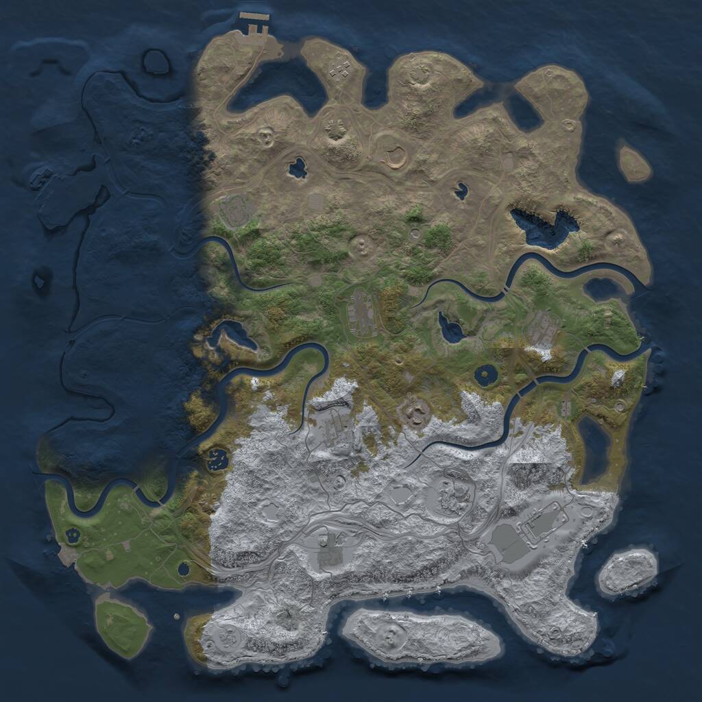 Rust Map: Procedural Map, Size: 4800, Seed: 80537008, 17 Monuments
