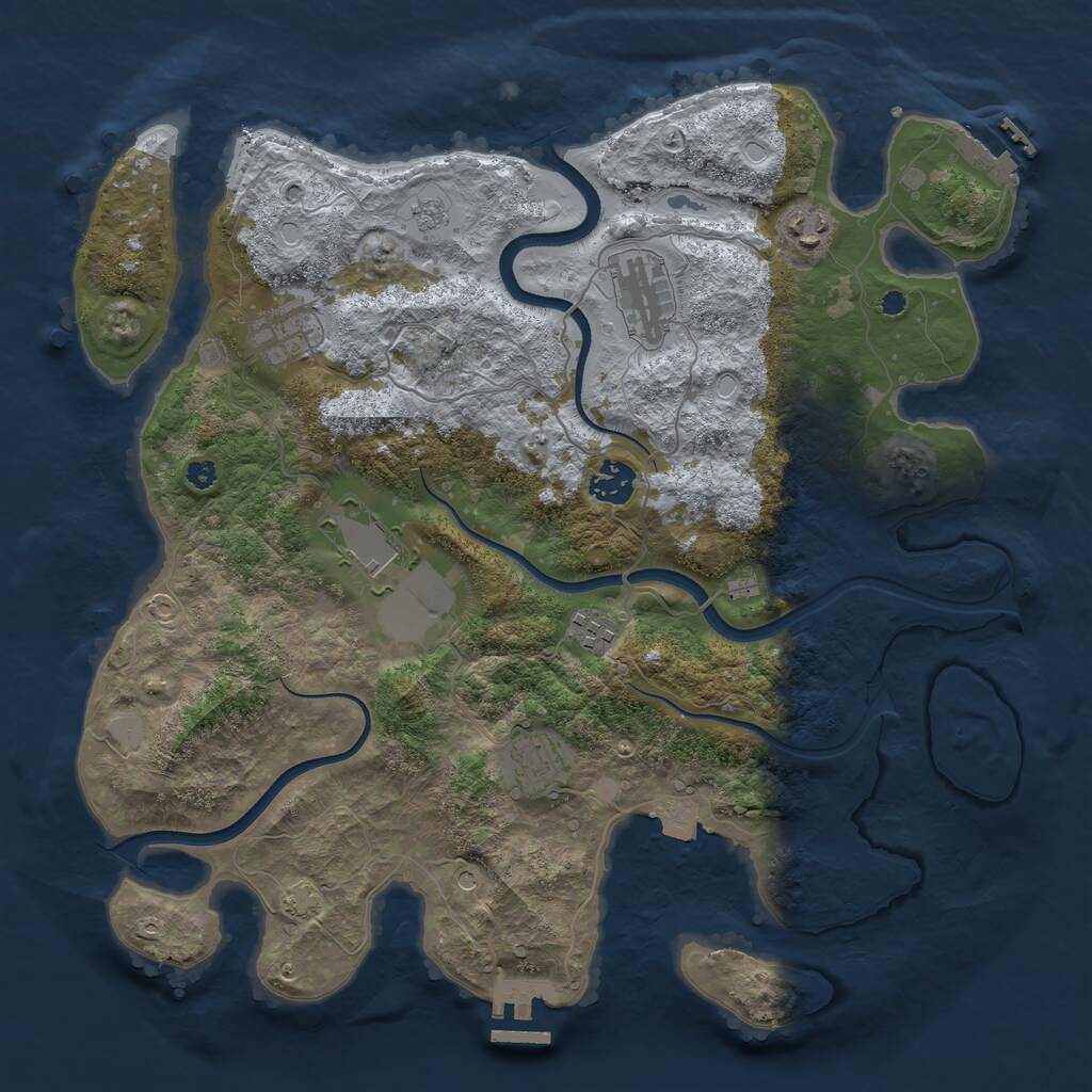 Rust Map: Procedural Map, Size: 3700, Seed: 346846646, 13 Monuments