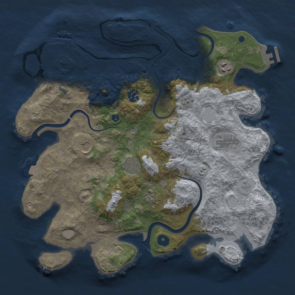 Rust Map: Procedural Map, Size: 3750, Seed: 11334169, 13 Monuments