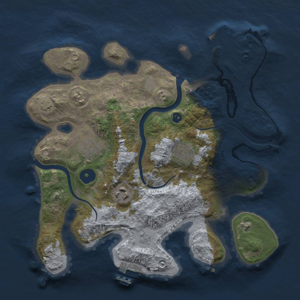 Rust Map: Procedural Map, Size: 3000, Seed: 1411057811, 10 Monuments