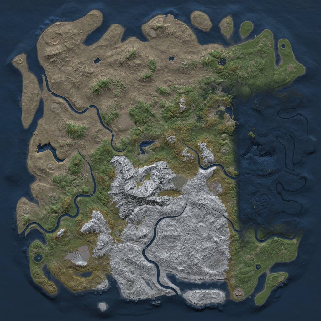 Rust Map: Procedural Map, Size: 6000, Seed: 1376951199, 17 Monuments