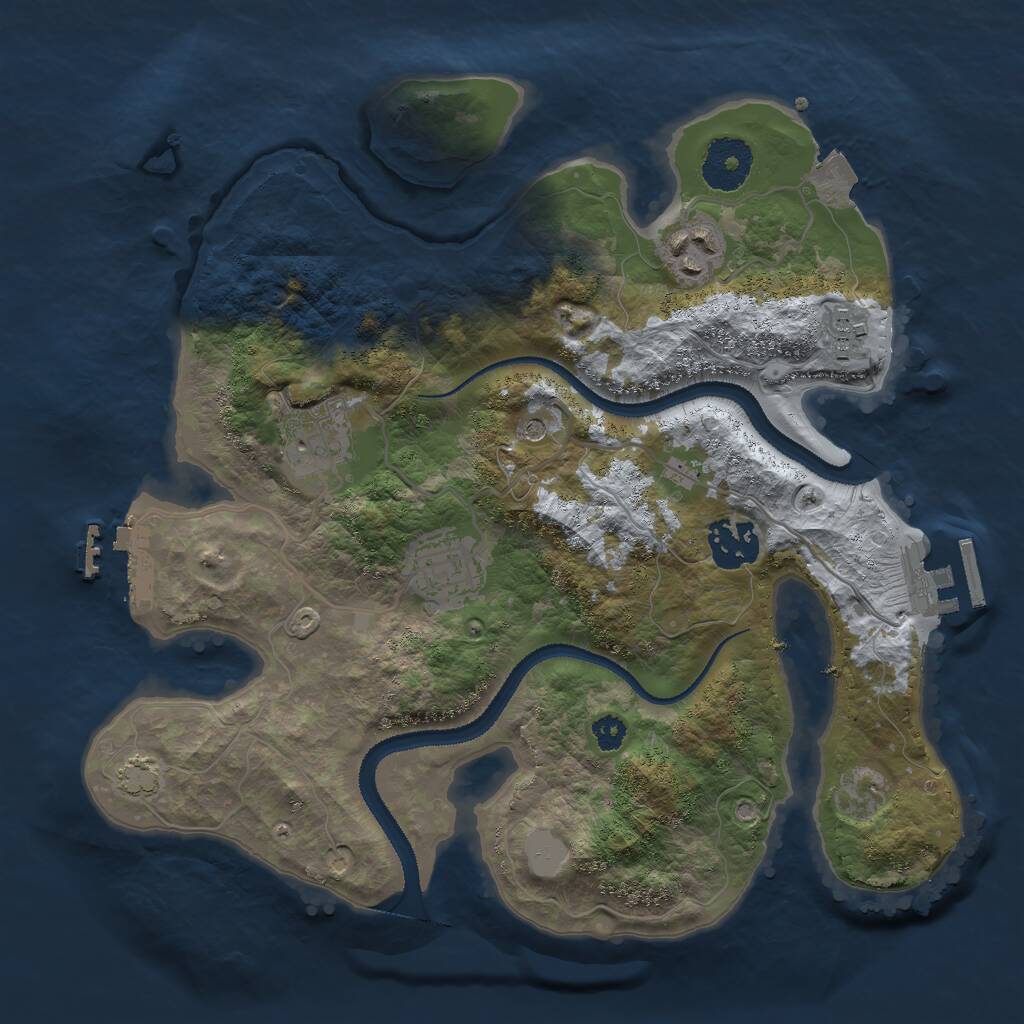 Rust Map: Procedural Map, Size: 3000, Seed: 943993779, 10 Monuments