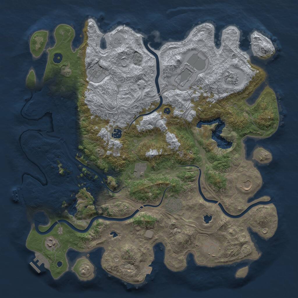 Rust Map: Procedural Map, Size: 4500, Seed: 1835882232, 16 Monuments