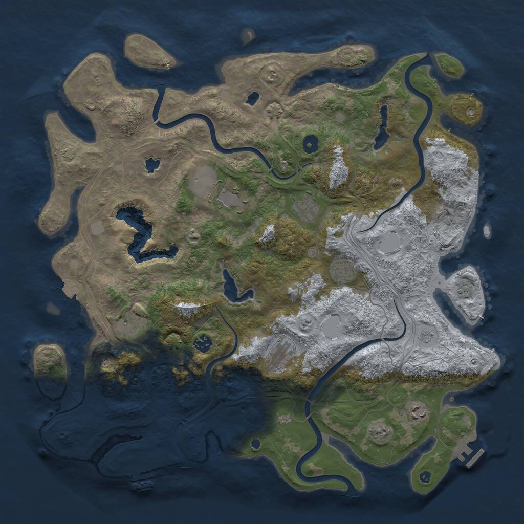 Rust Map: Procedural Map, Size: 4500, Seed: 1421013648, 14 Monuments