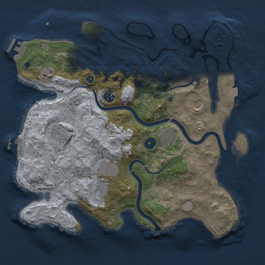 Rust Map: Procedural Map, Size: 3500, Seed: 1857194864, 13 Monuments