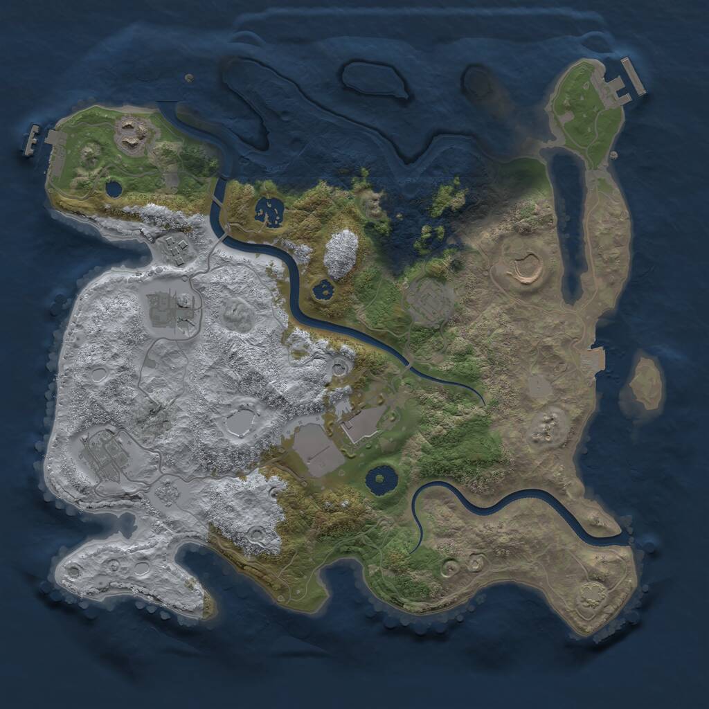 Rust Map: Procedural Map, Size: 3500, Seed: 1857194864, 14 Monuments