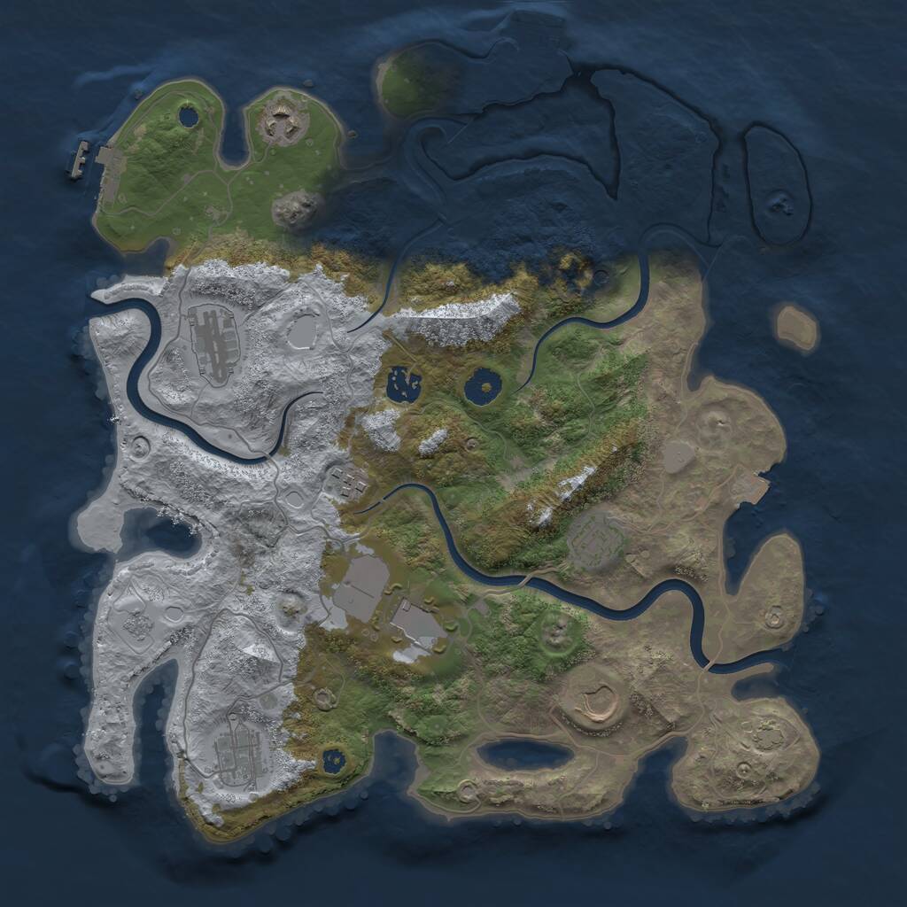 Rust Map: Procedural Map, Size: 3750, Seed: 243159407, 14 Monuments