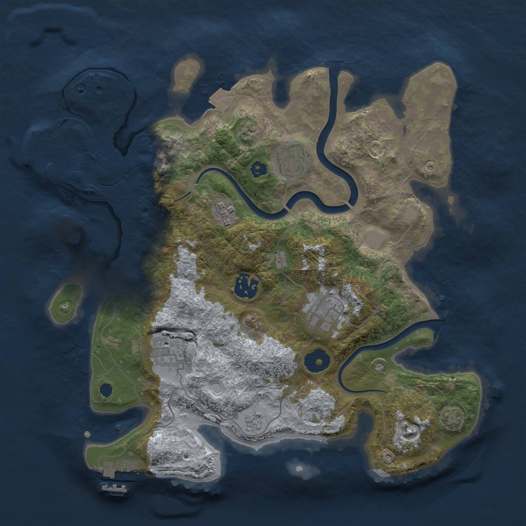 Rust Map: Procedural Map, Size: 3250, Seed: 1674849110, 10 Monuments