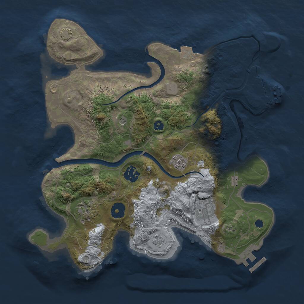 Rust Map: Procedural Map, Size: 3000, Seed: 1703212203, 10 Monuments
