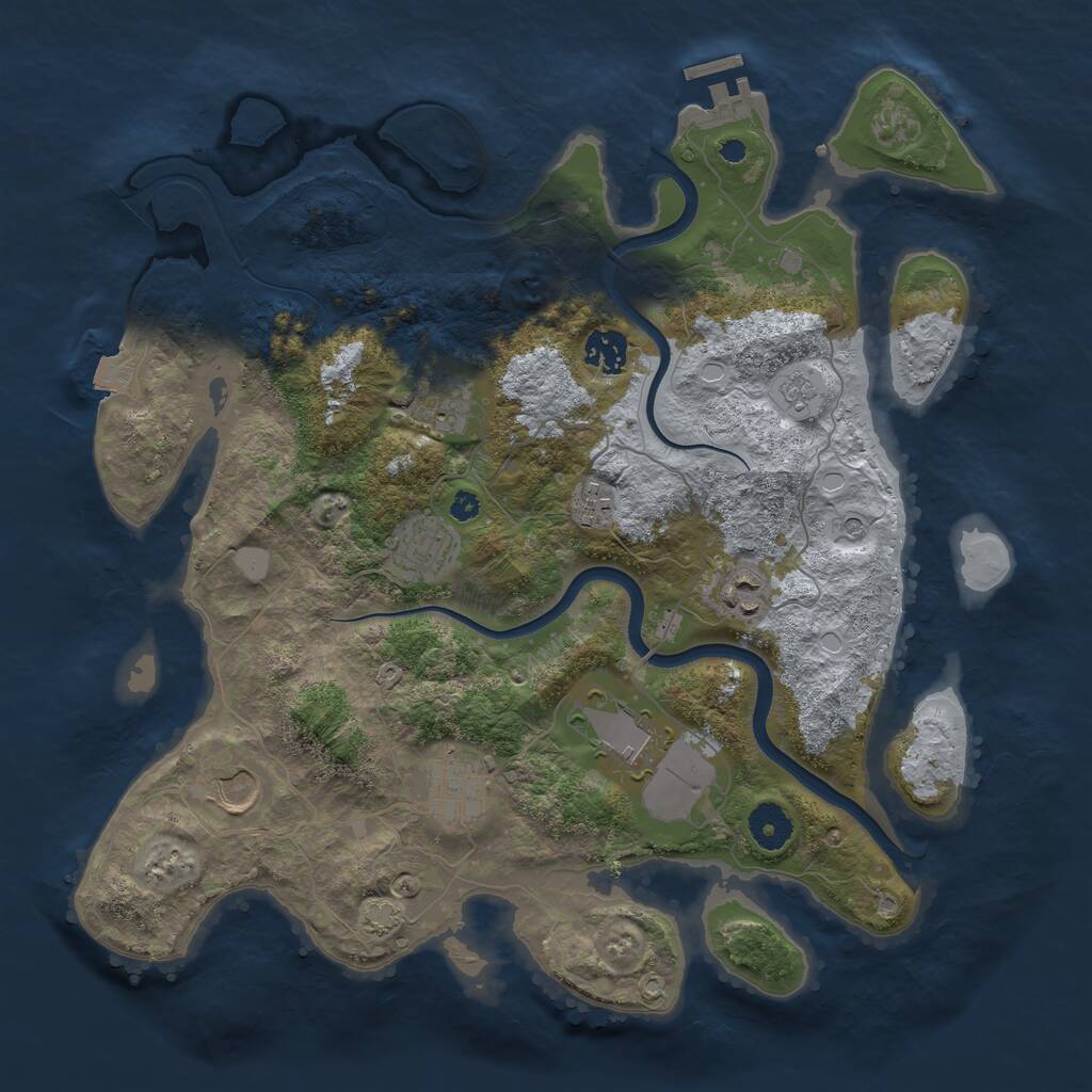 Rust Map: Procedural Map, Size: 3700, Seed: 47354255, 13 Monuments