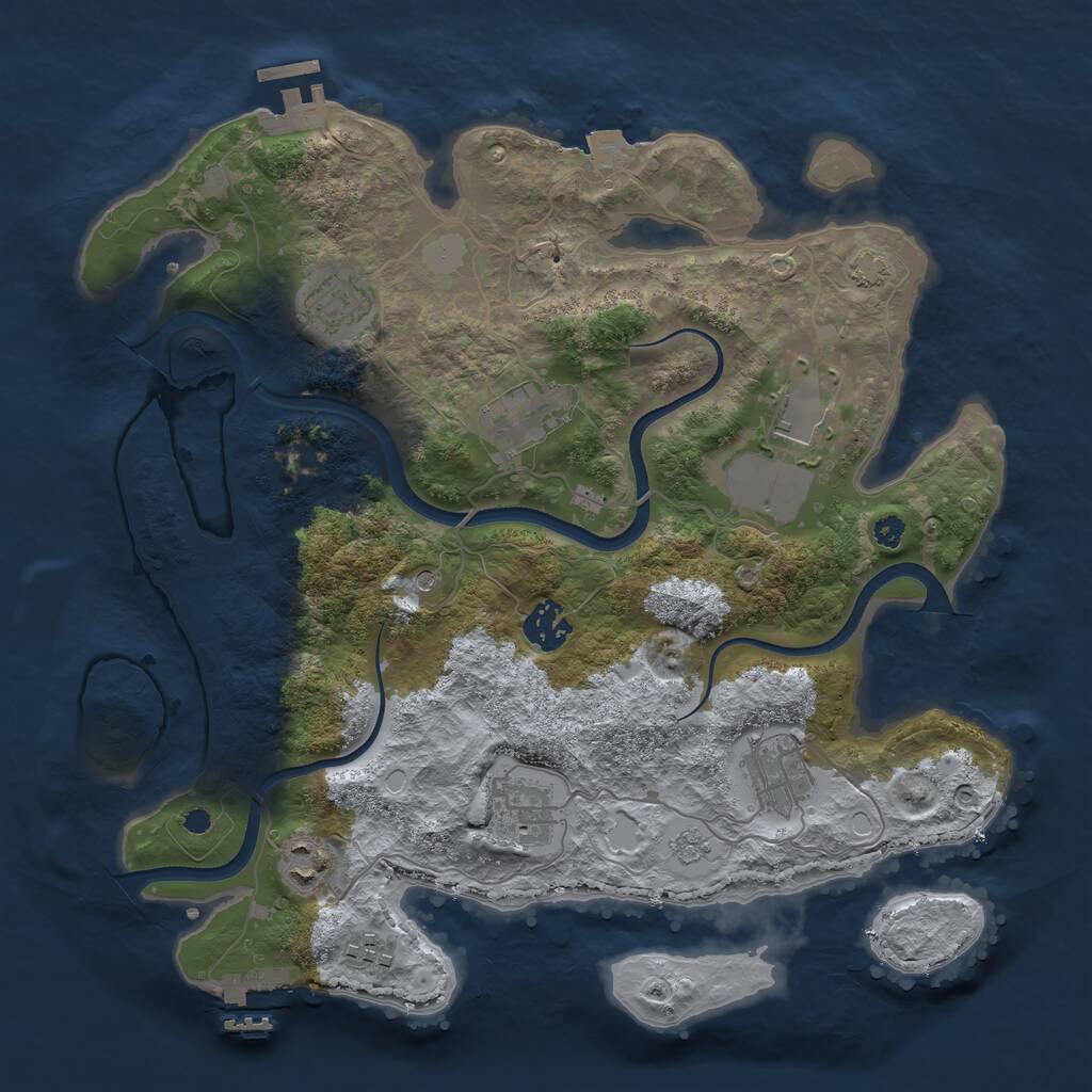 Rust Map: Procedural Map, Size: 3500, Seed: 287593091, 14 Monuments
