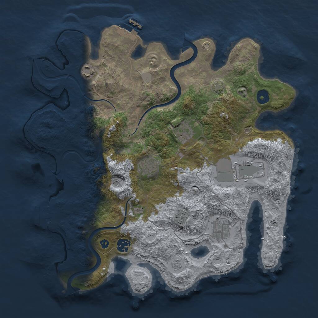 Rust Map: Procedural Map, Size: 3500, Seed: 44045234, 13 Monuments