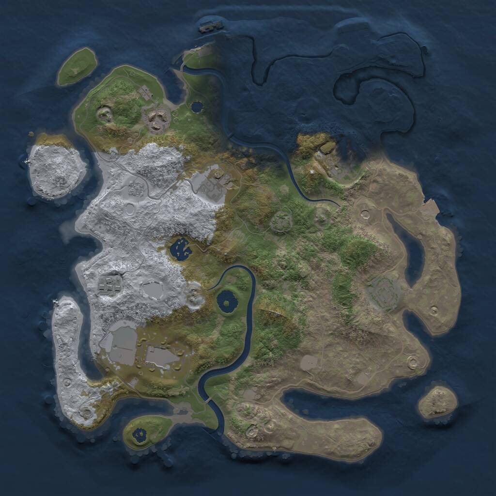 Rust Map: Procedural Map, Size: 3500, Seed: 579978054, 13 Monuments
