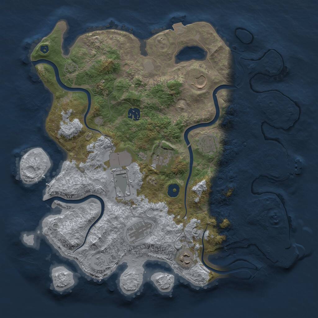 Rust Map: Procedural Map, Size: 3700, Seed: 1185655468, 13 Monuments