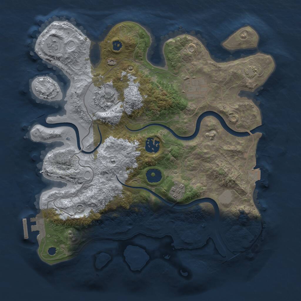 Rust Map: Procedural Map, Size: 3000, Seed: 1894110956, 9 Monuments