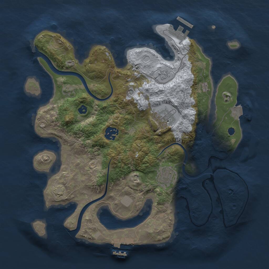 Rust Map: Procedural Map, Size: 3000, Seed: 916839, 9 Monuments